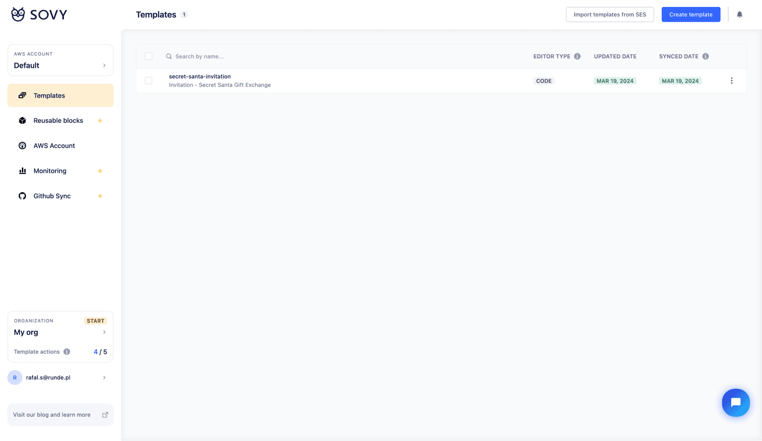 Template uploaded to Amazon SES | How to use AWS SES email templates - Guide | Sovy