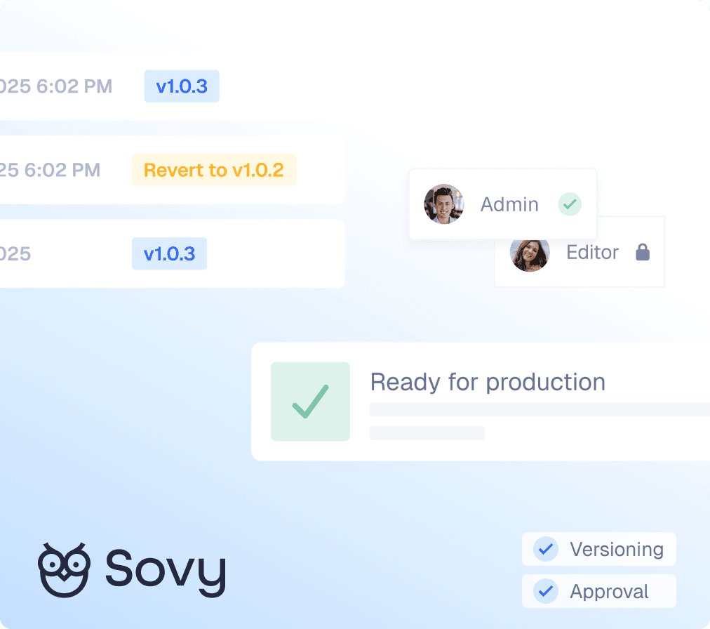 Sovy control layer overview — versioning, approval, audit
